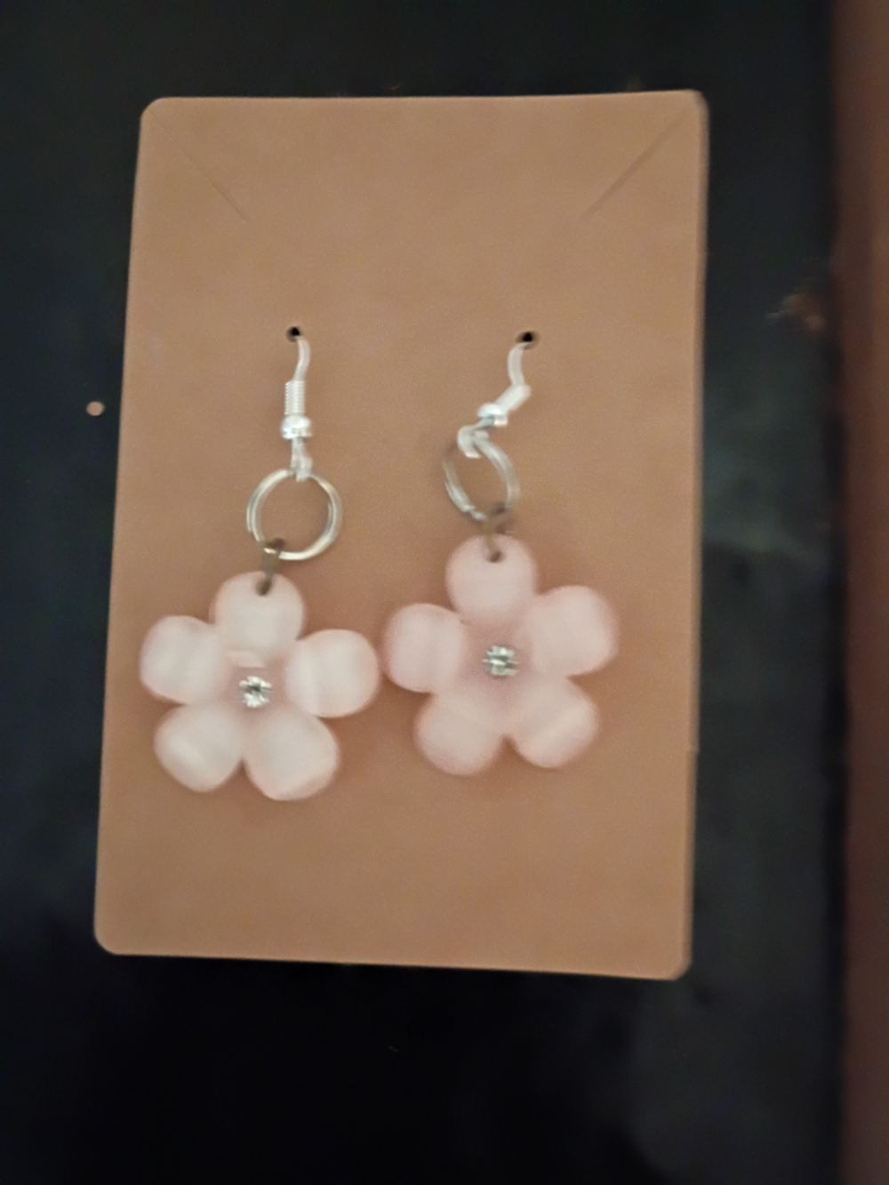 Delicate Pink Flower Dangle Earrings